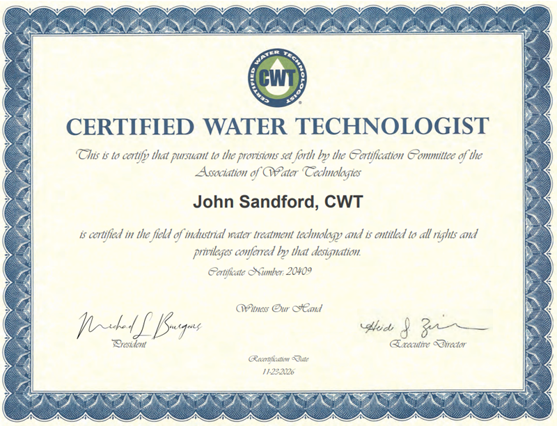 SMS Director becomes the 1st Certified Water Technologist in the UK