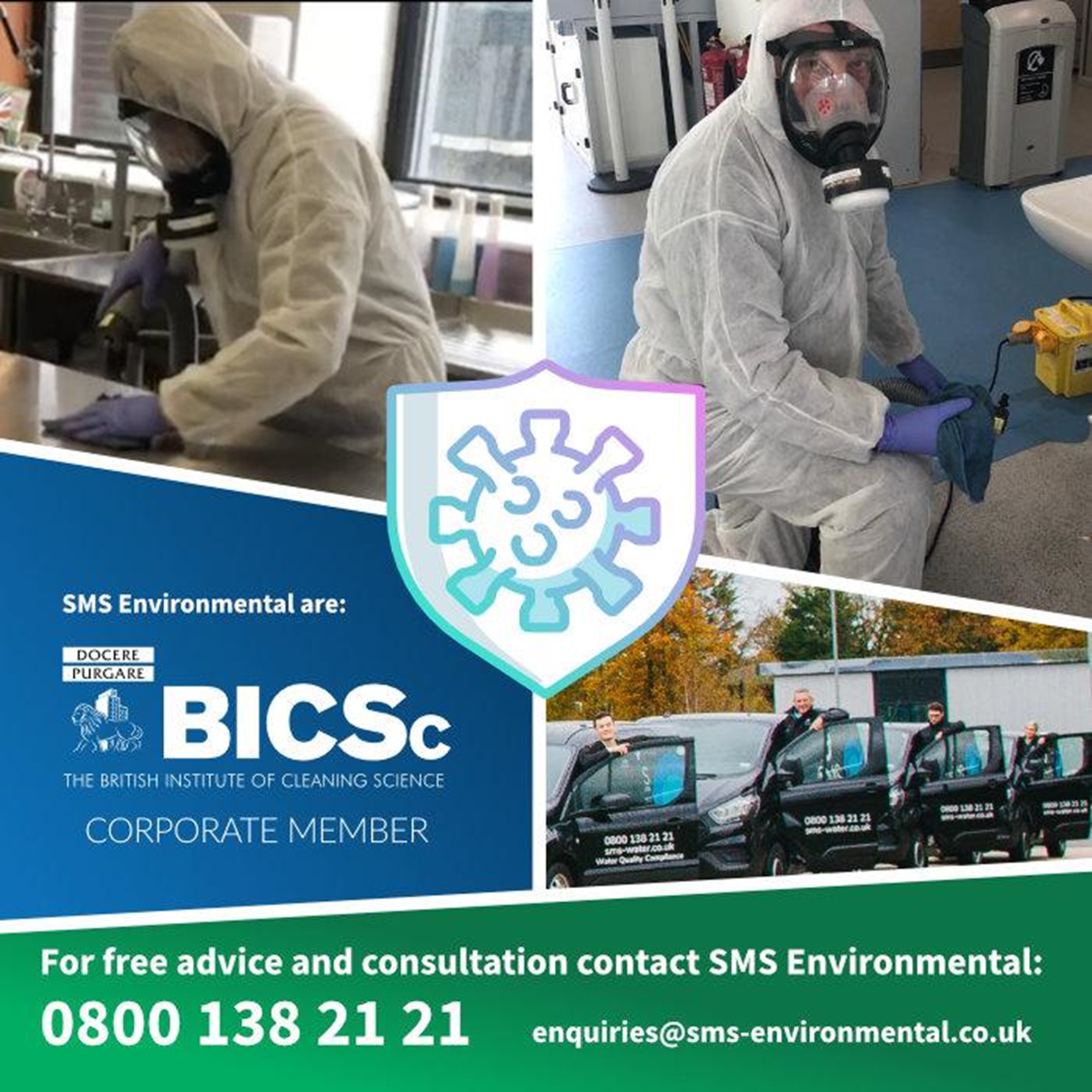 SMS Environmental COVID-19 deep clean services – decontamination services,  BICSc membership